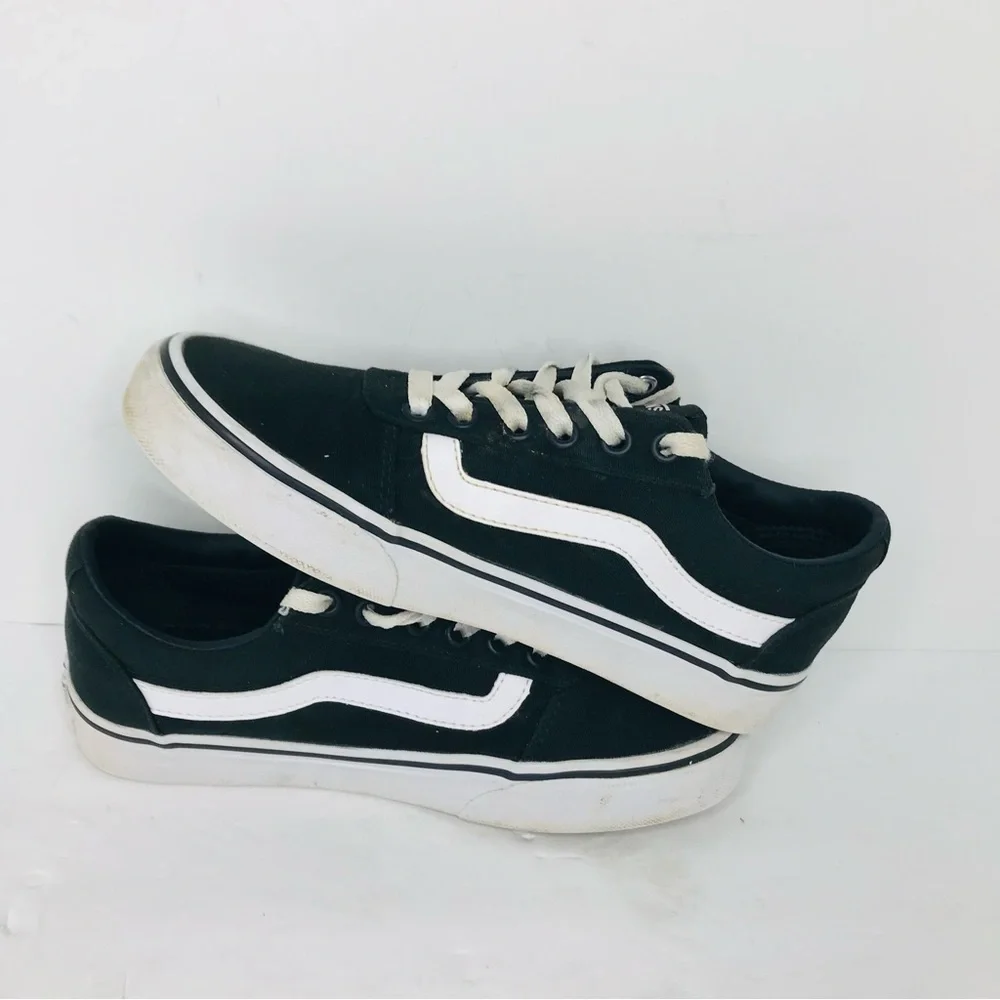 Vans off the wall low top canvas skate shoes black white women’s size 6.5 - Picture 6 of 8